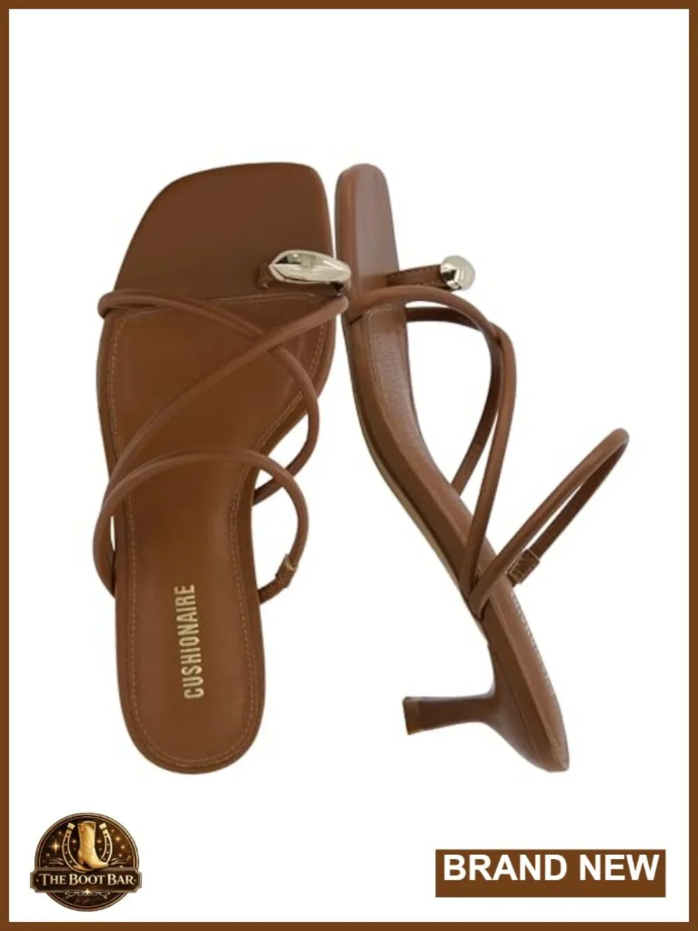 Strappy Square Toe Kitten Heel Sandals Vegan Leather Slip On Heels